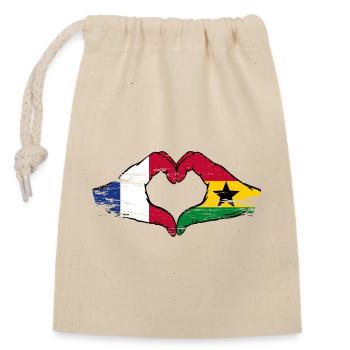 Drapeau de la France Ghana mains forme de coeur utilisé - Sac cadeau en coton avec cordon (14 x 20 cm) - nature - Devant