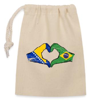 Bosnien Brasilien Flagge Hände Herzform used - Verschließbarer Geschenkbeutel aus Baumwolle (14x20cm) - Natur - Vorne