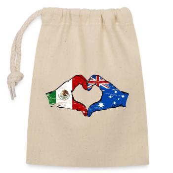 Mexique Australie drapeau mains forme de coeur utilisé - Sac cadeau en coton avec cordon (14 x 20 cm) - nature - Devant