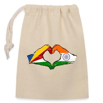 Seychellen Indien Flagge Hände Herzform used - Verschließbarer Geschenkbeutel aus Baumwolle (14x20cm) - Natur - Vorne