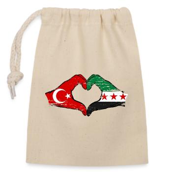 Turquie Syrie Drapeau Mains Coeur Forme Utilisé - Sac cadeau en coton avec cordon (14 x 20 cm) - nature - Devant