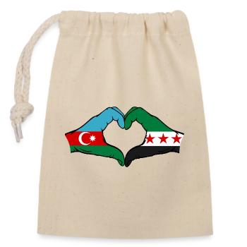 Azerbaïdjan Syrie Drapeau Mains Coeur Forme - Sac cadeau en coton avec cordon (14 x 20 cm) - nature - Devant
