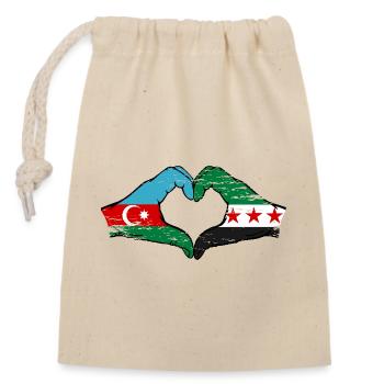 Azerbaïdjan Syrie Drapeau Mains Coeur Forme Utilisé - Sac cadeau en coton avec cordon (14 x 20 cm) - nature - Devant