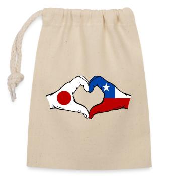 Japan Chile Flag Hands Heart Shape - Closable cotton gift bag (14x20cm) - nature - Front