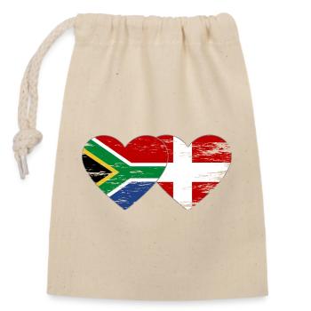 Afrique du Sud Drapeau Danemark forme de coeur utilisé - Sac cadeau en coton avec cordon (14 x 20 cm) - nature - Devant