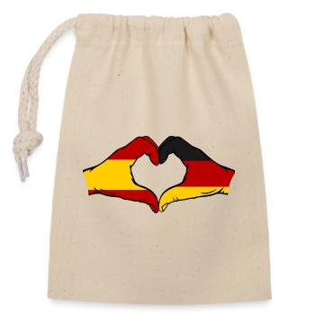 Espagne Allemagne Drapeau Mains Coeur - Sac cadeau en coton avec cordon (14 x 20 cm) - nature - Devant