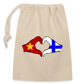 Vietnam Finlande Drapeau Mains Coeur Forme - Sac cadeau en coton avec cordon (14 x 20 cm) - nature - Devant