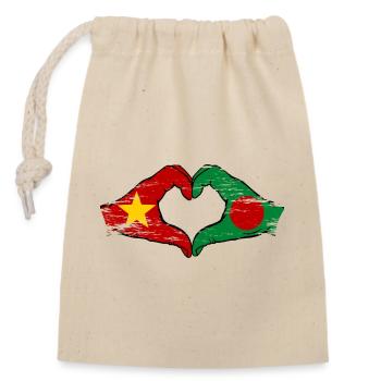 Vietnam Bangladesch Flagge Hände Herzform used - Verschließbarer Geschenkbeutel aus Baumwolle (14x20cm) - Natur - Vorne