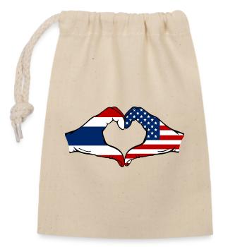 Thaïlande, États-Unis, drapeau, mains, forme de coeur - Sac cadeau en coton avec cordon (14 x 20 cm) - nature - Devant