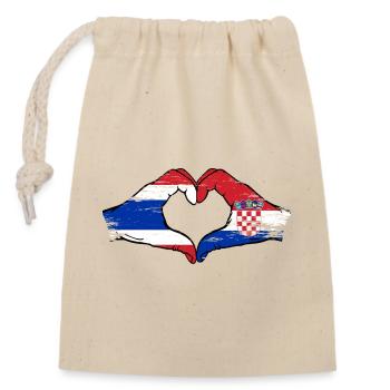 Croatie Drapeau Thaïlande mains forme de coeur utilisé - Sac cadeau en coton avec cordon (14 x 20 cm) - nature - Devant