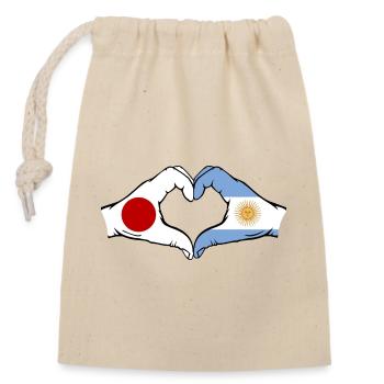 Japan Argentina Flag Hands Heart Shape - Closable cotton gift bag (14x20cm) - nature - Front