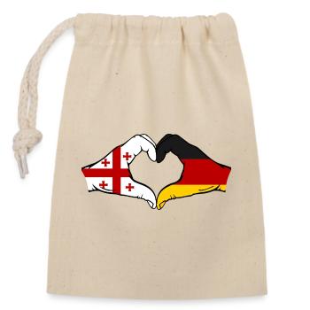 Géorgie Allemagne Drapeau Mains Coeur Forme - Sac cadeau en coton avec cordon (14 x 20 cm) - nature - Devant