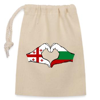 Géorgie Bulgarie Drapeau main coeur forme - Sac cadeau en coton avec cordon (14 x 20 cm) - nature - Devant