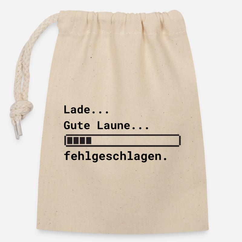 Lade Gute Laune - Verschließbarer Geschenkbeutel aus Baumwolle (14x20cm) - Natur