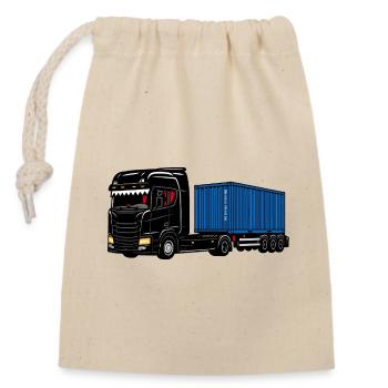 Camion porte-conteneurs" sur la route - Sac cadeau en coton avec cordon (14 x 20 cm) - nature - Devant