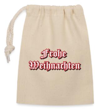 Fonier gothique de Joyeux Noël - Sac cadeau en coton avec cordon (14 x 20 cm) - nature - Devant