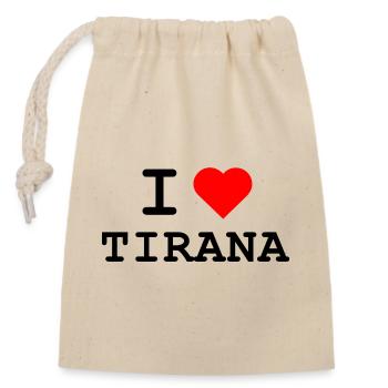 I love Tirana - Ich liebe Tirana - Verschließbarer Geschenkbeutel aus Baumwolle (14x20cm) - Natur - Vorne