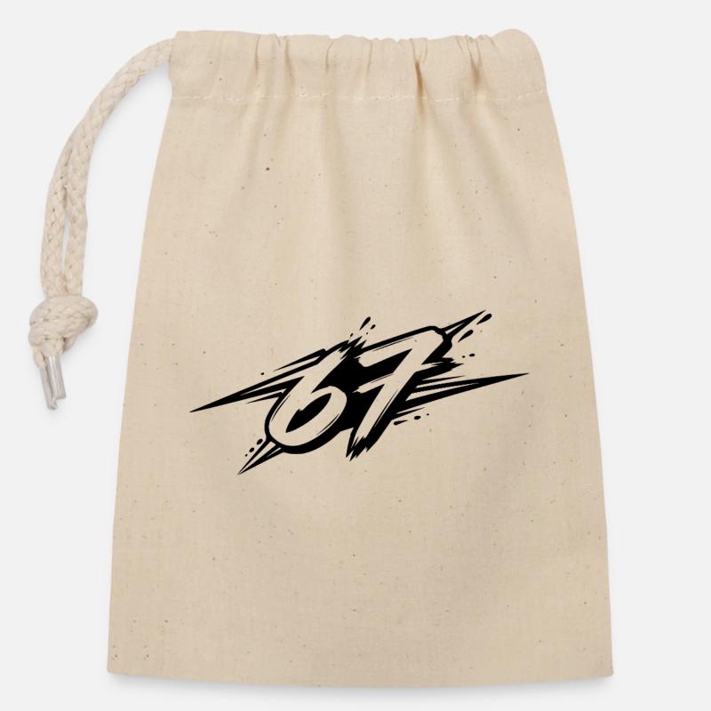 67 / Six Seven / 6-7 - Closable cotton gift bag (14x20cm) - nature