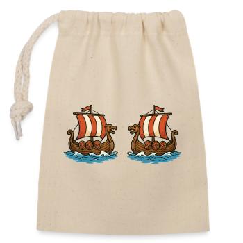 Viking Ships - Closable cotton gift bag (14x20cm) - nature - Front
