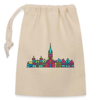 Ligne de la silhouette de la ville de Nimègue Waal Bridge - Sac cadeau en coton avec cordon (14 x 20 cm) - nature - Devant