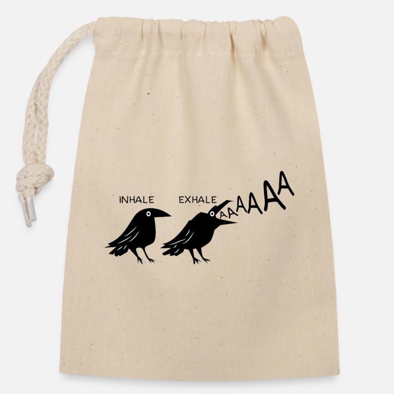 Lustiger Schwarzer Rabe Inhale Exhale Gothic Punk - Verschließbarer Geschenkbeutel aus Baumwolle (14x20cm) - Natur