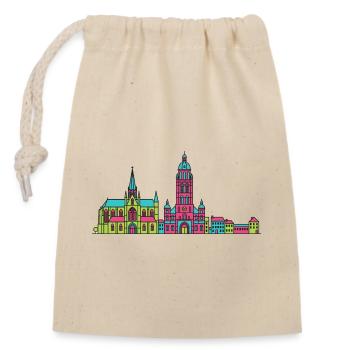 Mons City Skyline Belfry Tower Modern Line Art - Closable cotton gift bag (14x20cm) - nature - Front