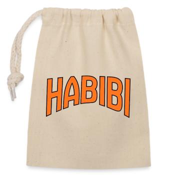 Habibi Kurve Schriftzug Druck - Verschließbarer Geschenkbeutel aus Baumwolle (14x20cm) - Natur - Vorne