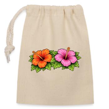 Hibiskus Flowers - Verschließbarer Geschenkbeutel aus Baumwolle (14x20cm) - Natur - Vorne