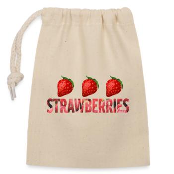 Fraises - Sac cadeau en coton avec cordon (14 x 20 cm) - nature - Devant