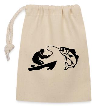 Angler Boat Fish Silhouette - Closable cotton gift bag (14x20cm) - nature - Front