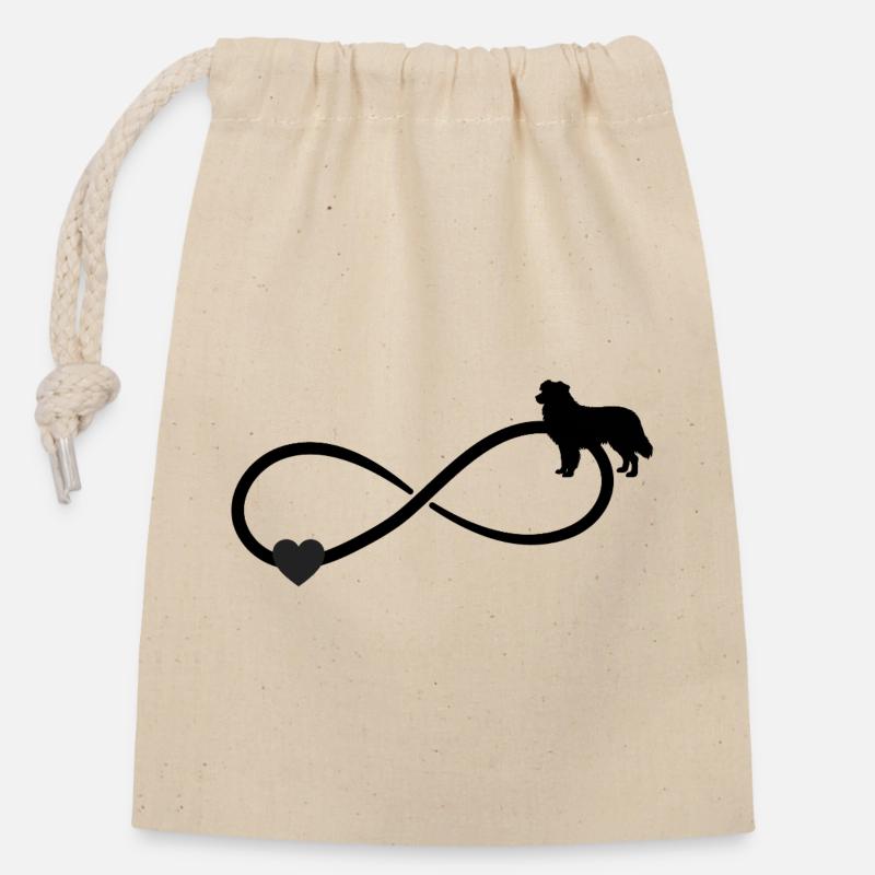 Australian Shepherd Heart Infinity - Closable cotton gift bag (14x20cm) - nature