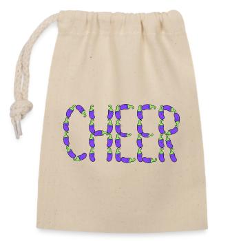 Eggplant cheer - Closable cotton gift bag (14x20cm) - nature - Front