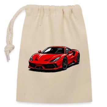 Roter Supersportwagen Illustration - Verschließbarer Geschenkbeutel aus Baumwolle (14x20cm) - Natur - Vorne