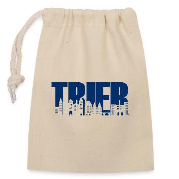 Trier - Skyline - Schrift - Mosel Rheinland-Pfalz - Verschließbarer Geschenkbeutel aus Baumwolle (14x20cm) - Natur - Vorne