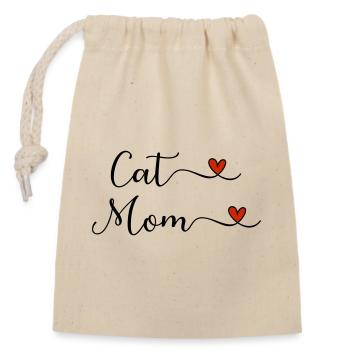 Maman chat - Sac cadeau en coton avec cordon (14 x 20 cm) - nature - Devant