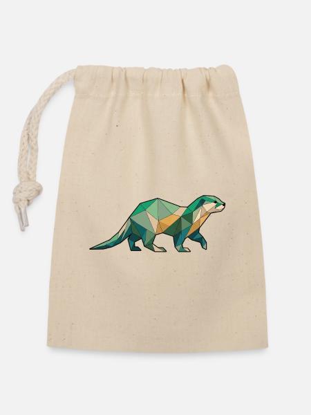 Walking Poly Otter - Verschließbarer Geschenkbeutel aus Baumwolle (14x20cm) - Natur