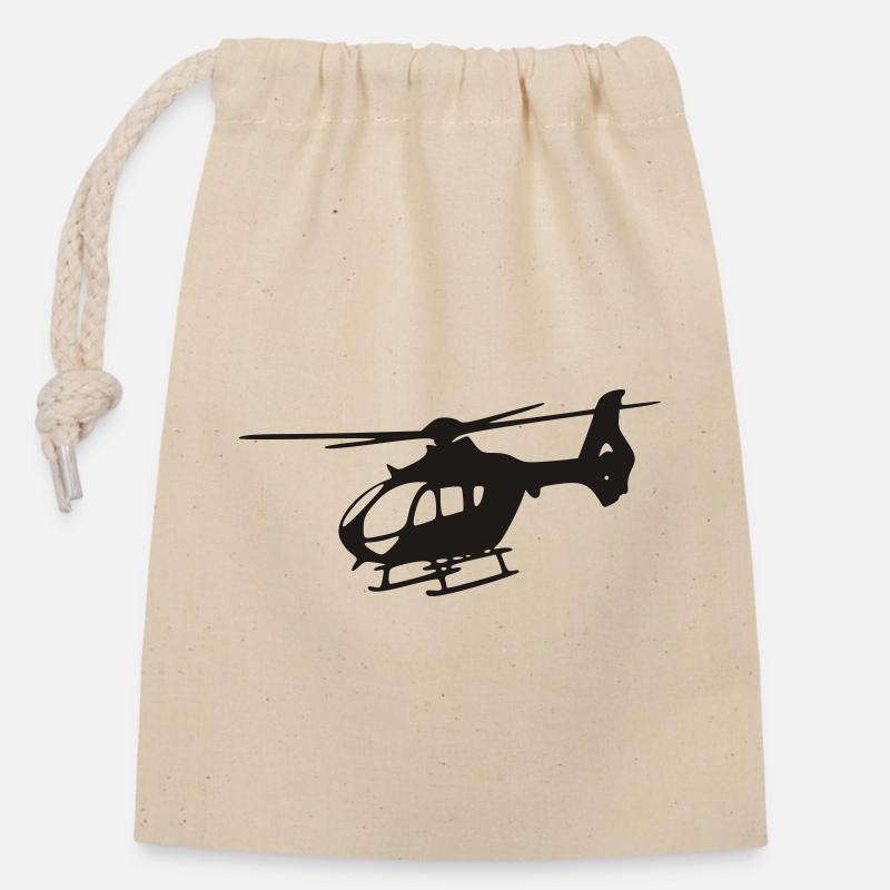 EC-135 Hubschrauber - Verschließbarer Geschenkbeutel aus Baumwolle (14x20cm) - Natur