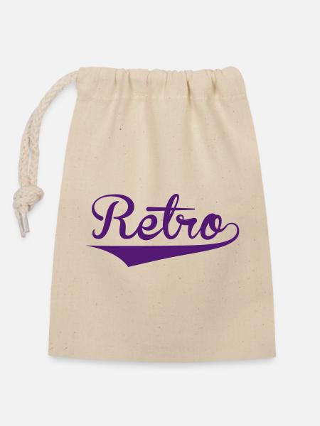 Retro - Verschließbarer Geschenkbeutel aus Baumwolle (14x20cm) - Natur