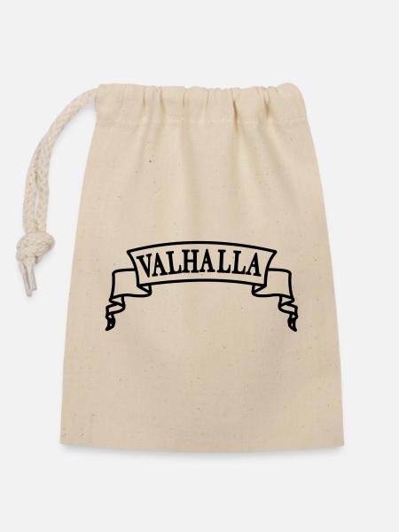 Walhalla im Banner - Verschließbarer Geschenkbeutel aus Baumwolle (14x20cm) - Natur