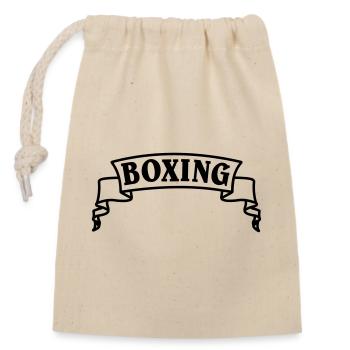 Boxen Boxtext in Wimpel oder Banner - Verschließbarer Geschenkbeutel aus Baumwolle (14x20cm) - Natur - Vorne