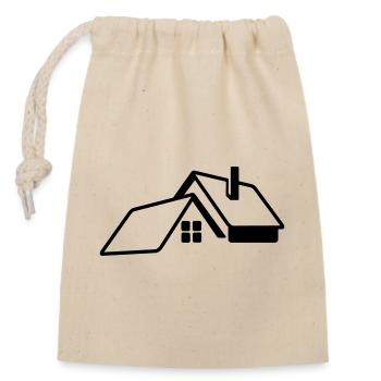 House transparent logo - Closable cotton gift bag (14x20cm) - nature - Front