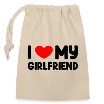 I Love My Girlfriend - Verschließbarer Geschenkbeutel aus Baumwolle (14x20cm) - Natur - Vorne