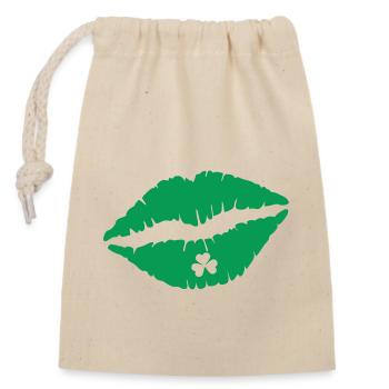 Lèvres de la Saint-Patrick - Sac cadeau en coton avec cordon (14 x 20 cm) - nature - Devant
