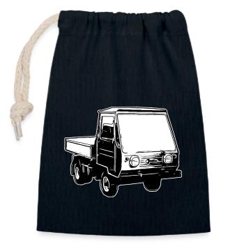 Multicar M25 Multicar Nouveaux camions Multricar - Sac cadeau en coton avec cordon (14 x 20 cm) - bleu marine - Devant