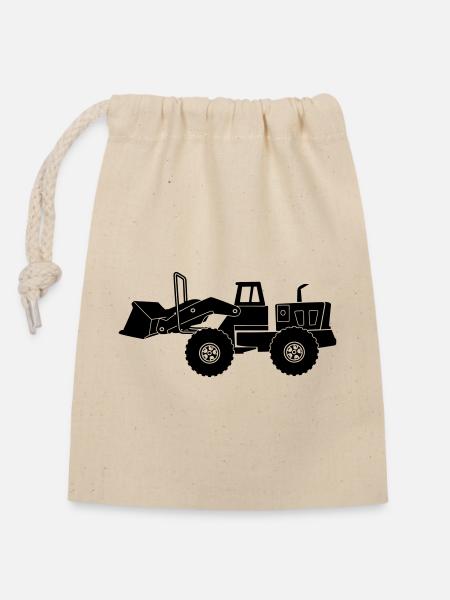 Transparenter Bulldozer - Verschließbarer Geschenkbeutel aus Baumwolle (14x20cm) - Natur
