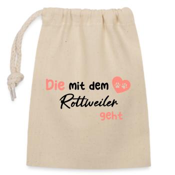 Celui qui va avec le Rottweiler - chien amoureux des chiens - Sac cadeau en coton avec cordon (14 x 20 cm) - nature - Devant