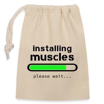 Installing muscles - Closable cotton gift bag (14x20cm) - nature - Front
