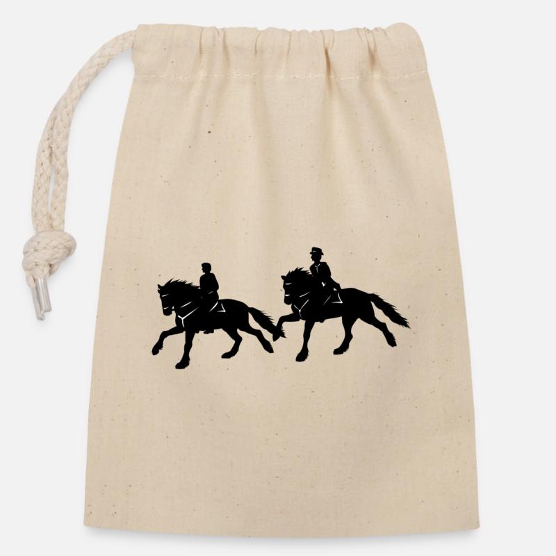 Friesian Rider - Closable cotton gift bag (14x20cm) - nature