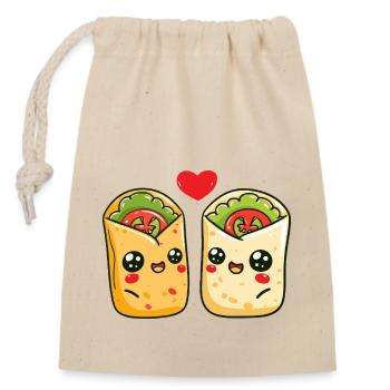 Burrito Couple Love Heart Funny - Closable cotton gift bag (14x20cm) - nature - Front