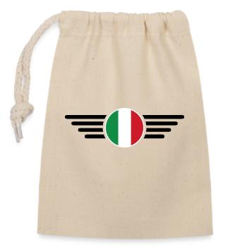 Italienisches Flair T-Shirt - Verschließbarer Geschenkbeutel aus Baumwolle (14x20cm) - Natur - Vorne